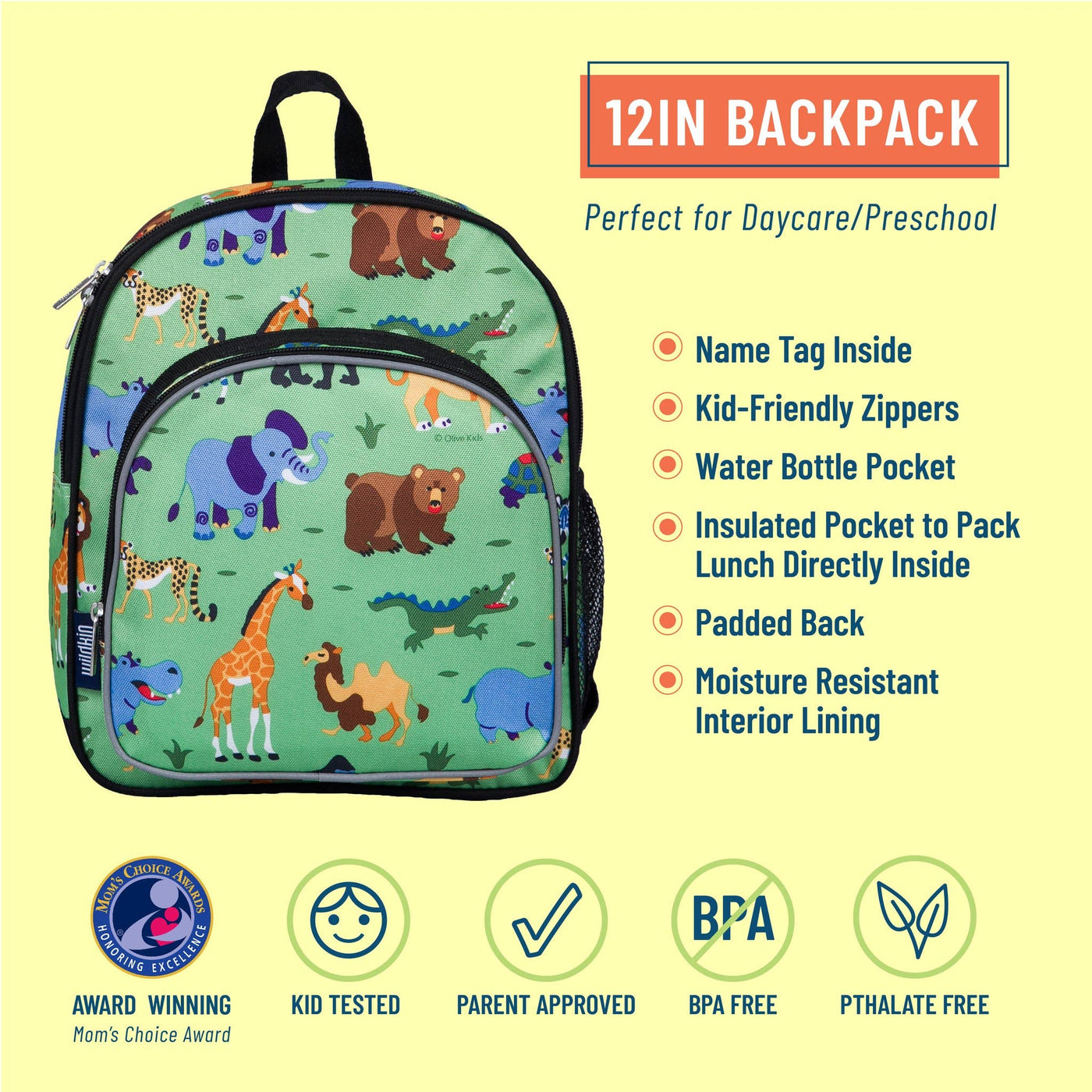 Wild Animals Backpack - 12 Inch