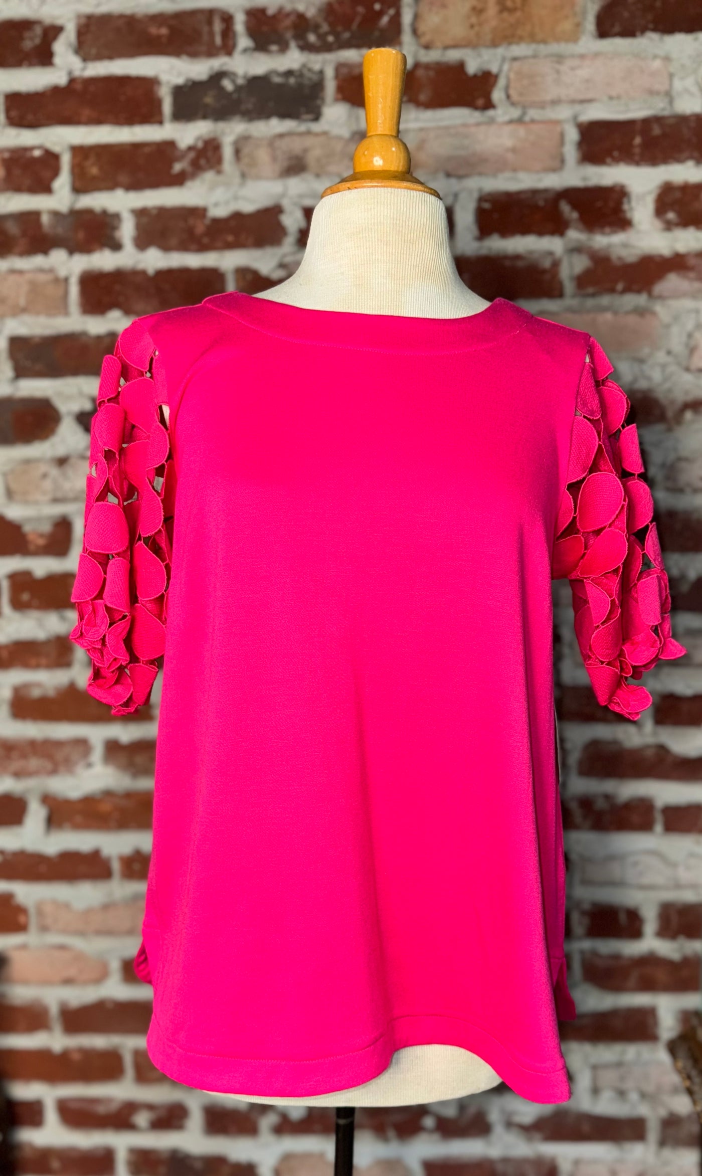 KNIT TUNIC SHORT PUFF SLV RD NK