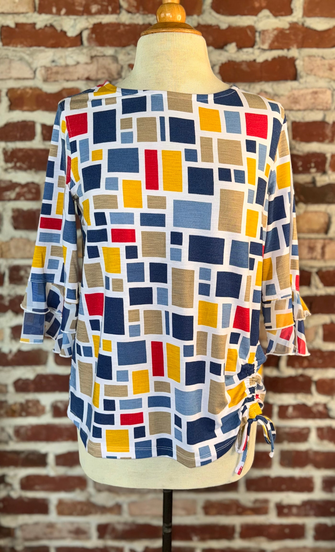 3/4 Slv Dbl Flounce Slv Drop Shoulder