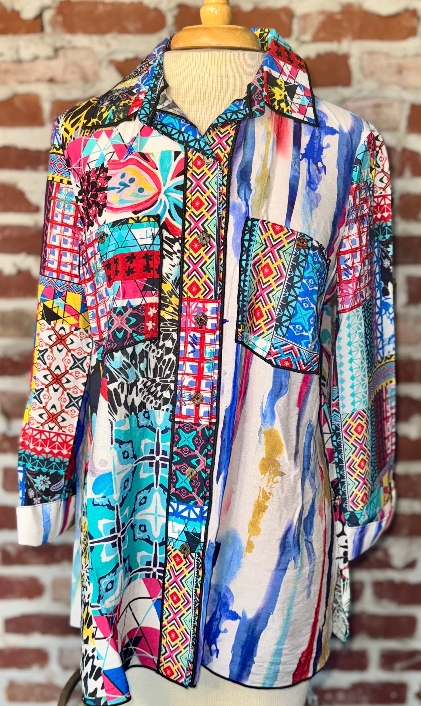 WOVEN BTTN FRNT TUNIC