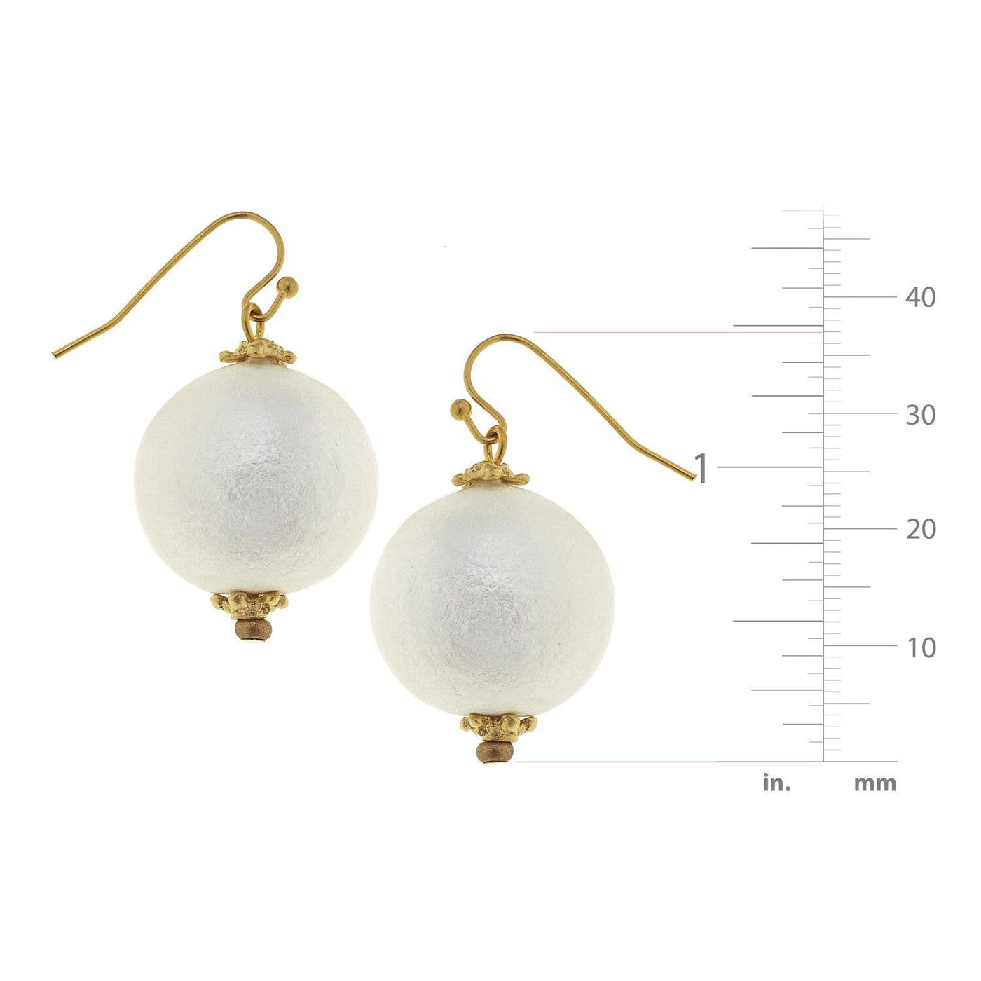 White Cotton Pearl Earrings