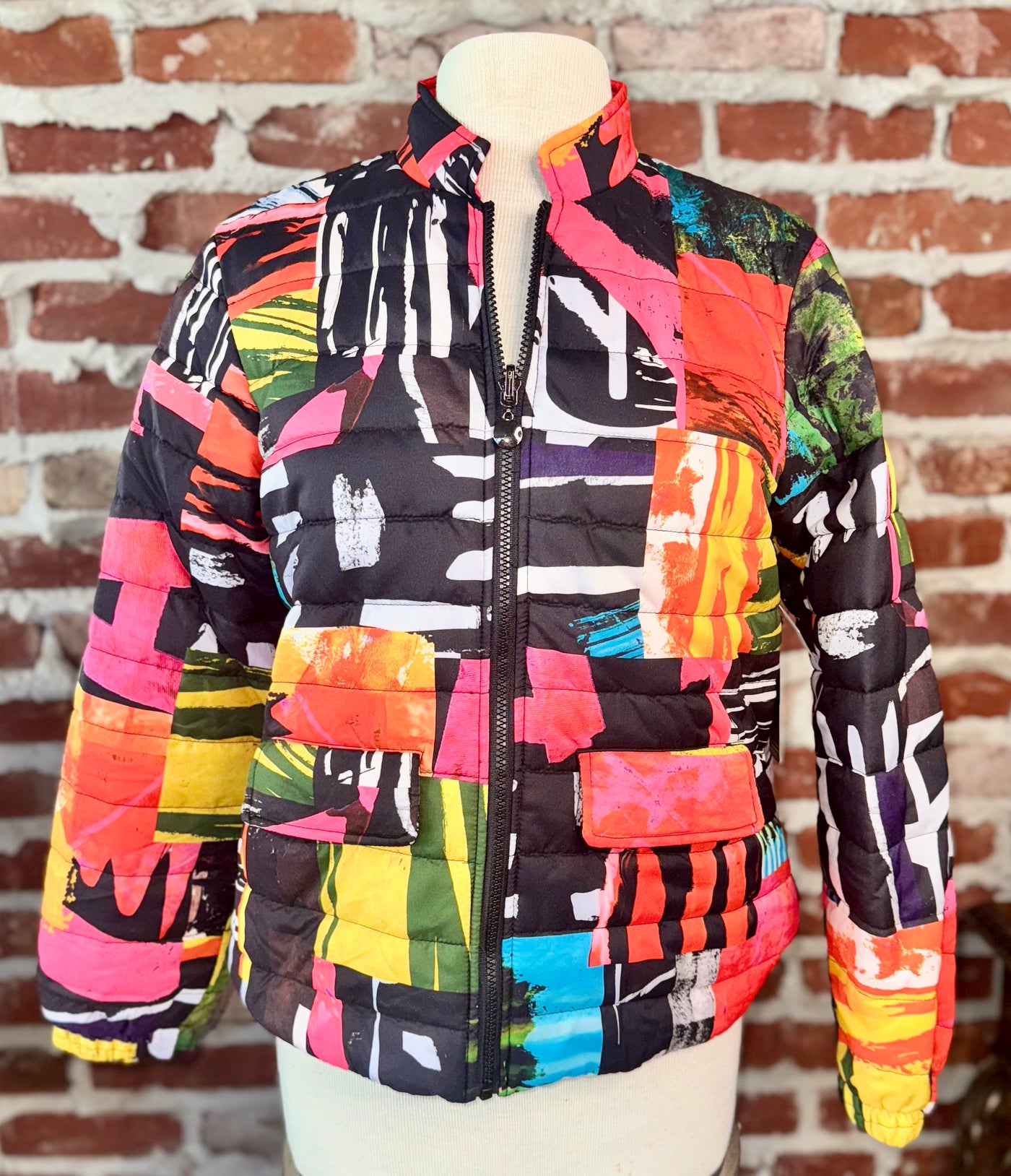 REV QUILTED JACKET,STND COLLAR, ZIP FRNT