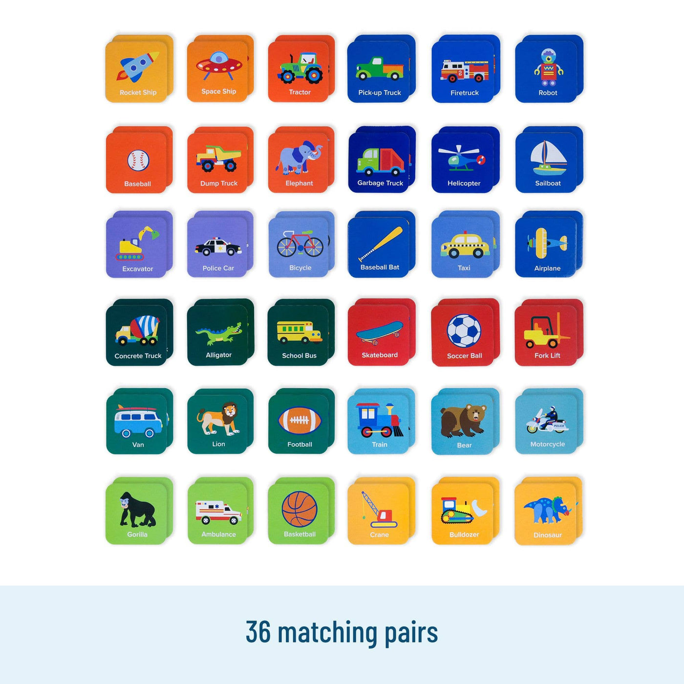 Memory Matching Game 72 pc - Boys - 36 pairs