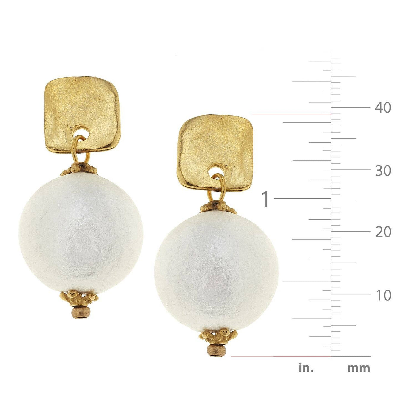 Gold Posts with Cotton Pearl Earrings