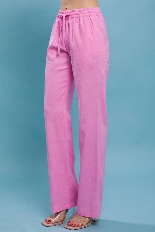 Linen Woven Solid Pants