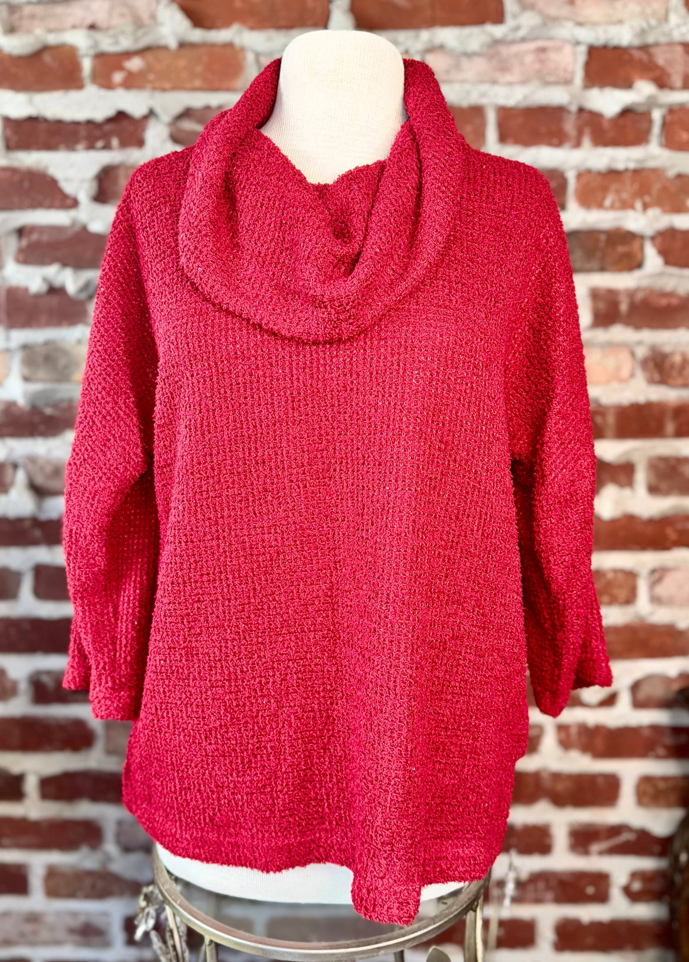 KNIT SWEATER POP-OVER , COWL NK