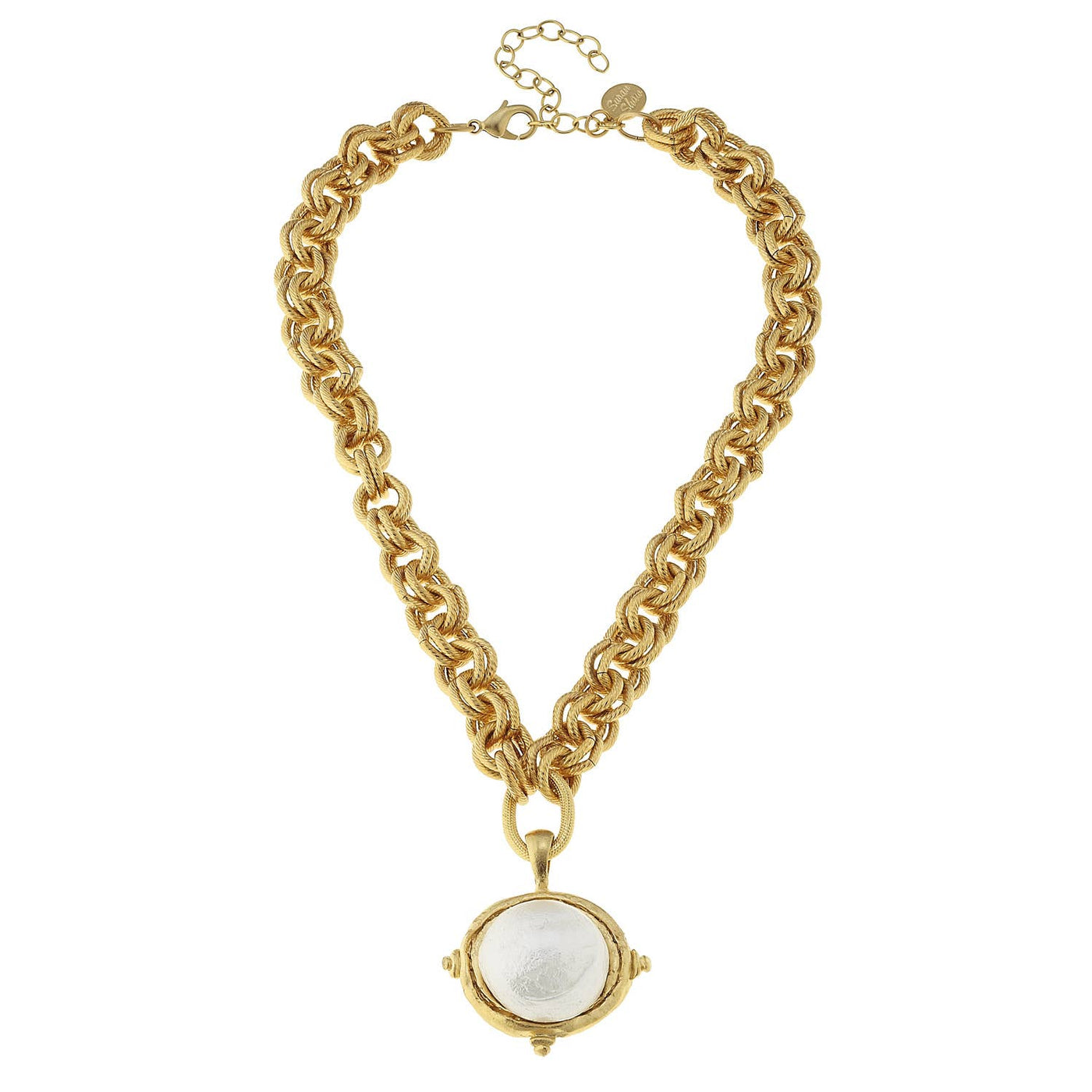 Gold Chain Necklace with Cotton Pearl.