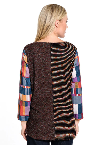 MIXED MEDIA PATCH KNIT TUNIC