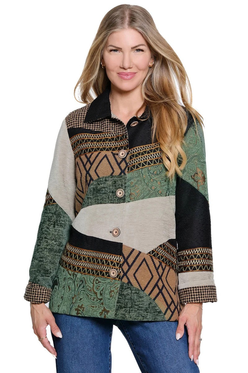 WVN BTTN FRNT PATCHED TUNIC JACKET