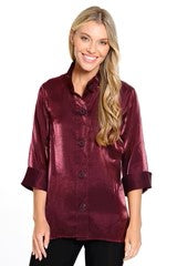 WOVEN IRRIDESCENT BUTTON  FRT TUNIC