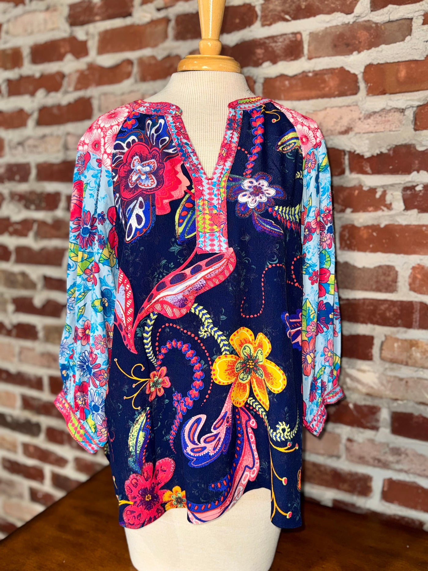 MIX PRINT SPLIT NK TUNIC