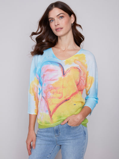 Printed Dolman Sweater in Multicolor