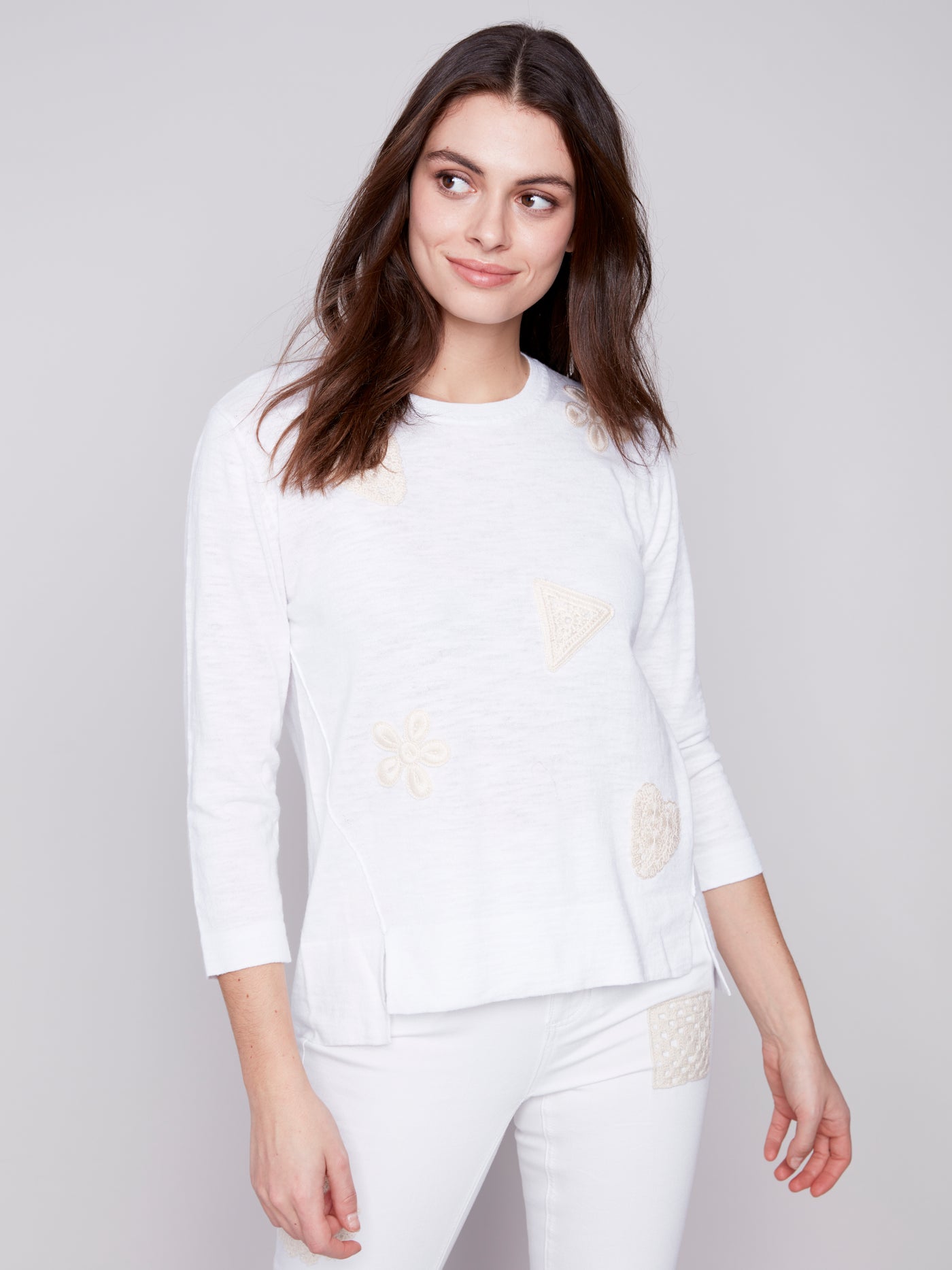 Drop Sleeve light weight Sweater with Patch