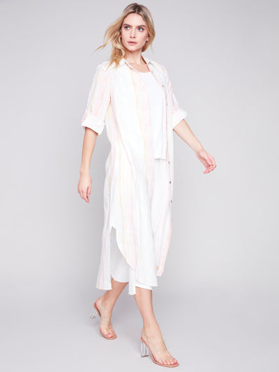 Long Tunic w/ Roll Up Sleeves in Tulip