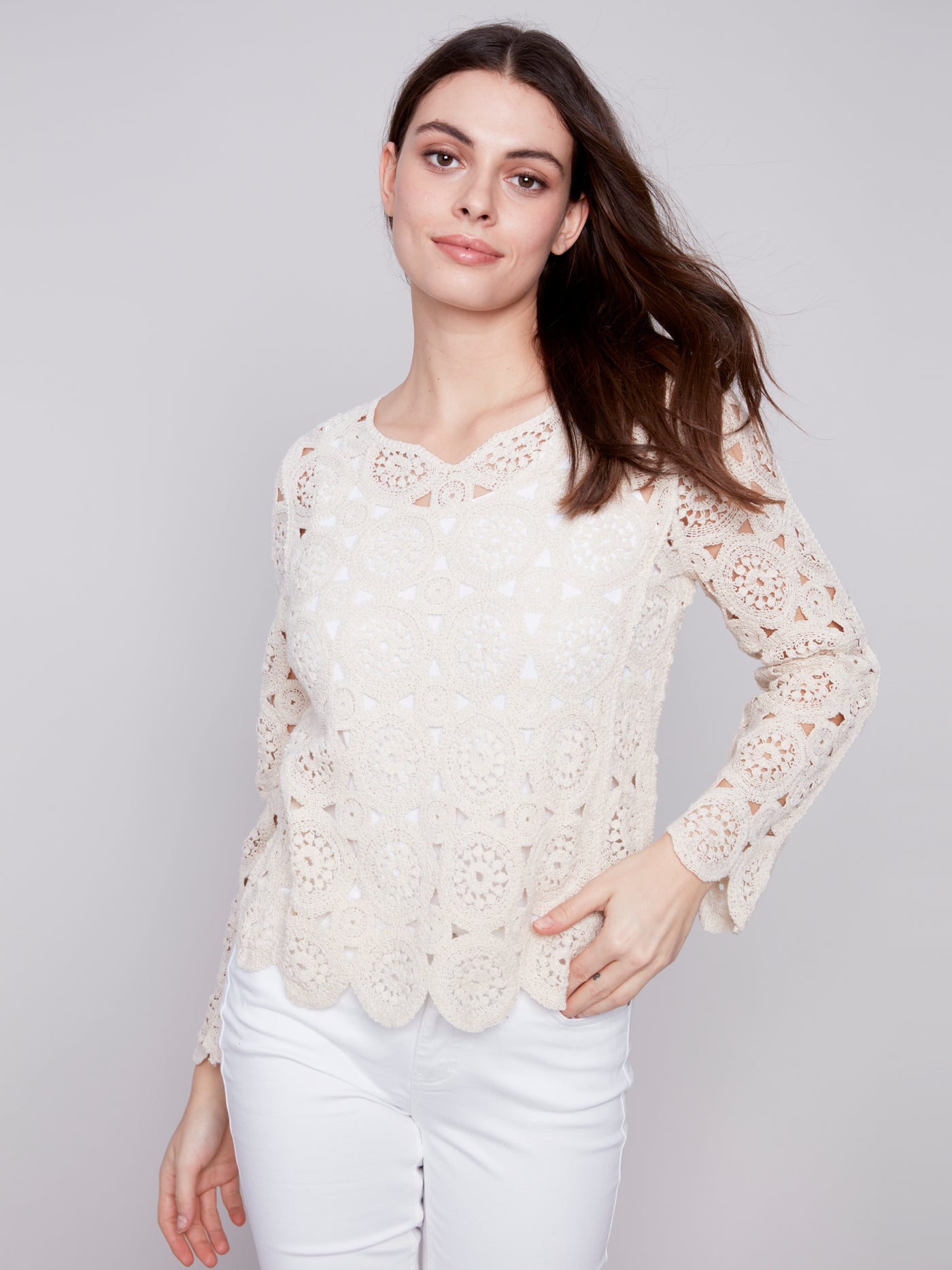 Scalloped Crochet Blouse