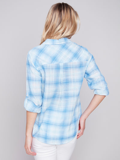 Cotton Gauzed Plaid Shirt