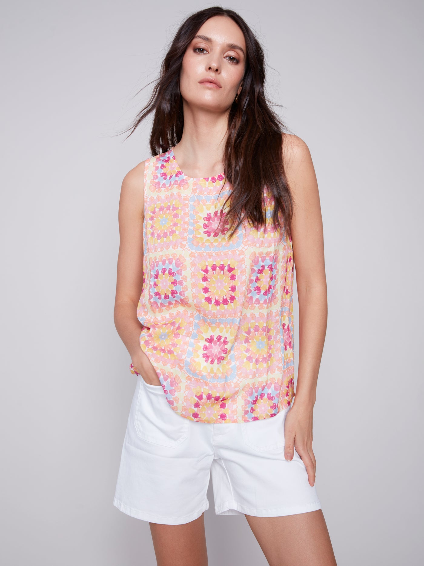 Sleeveless Viscose Top in Festival