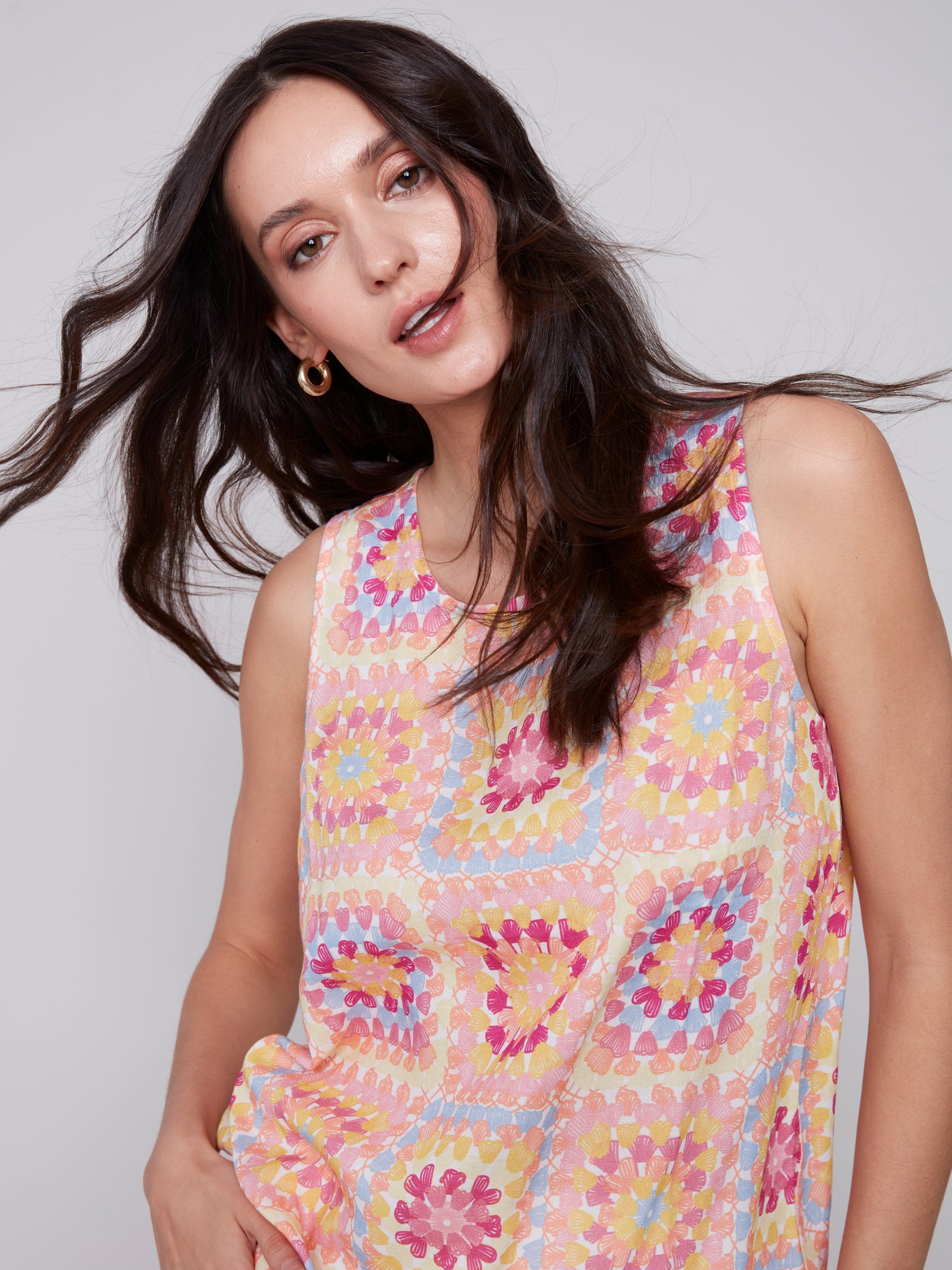 Sleeveless Viscose Top in Festival