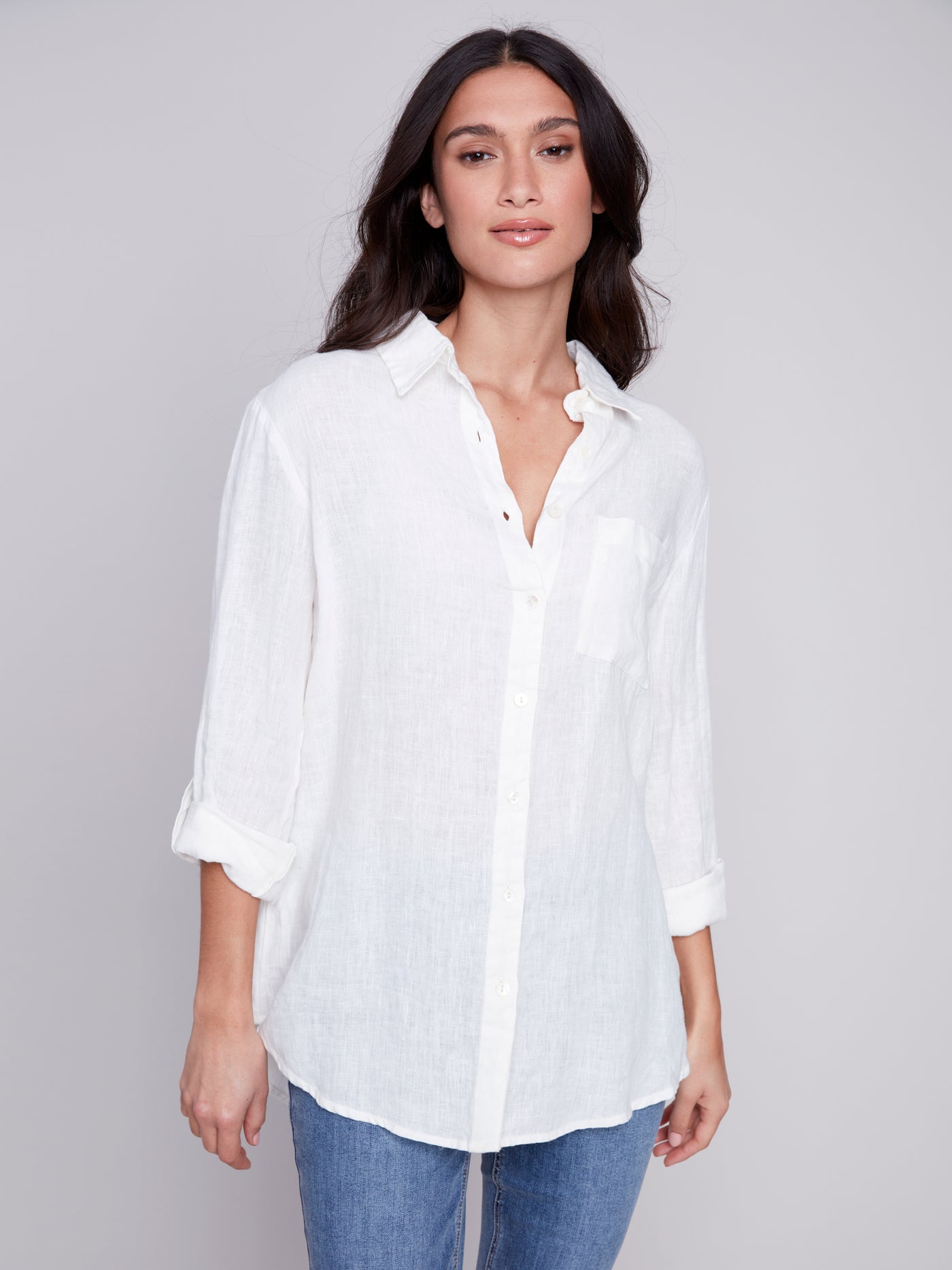 Printed Long Linen Shirt