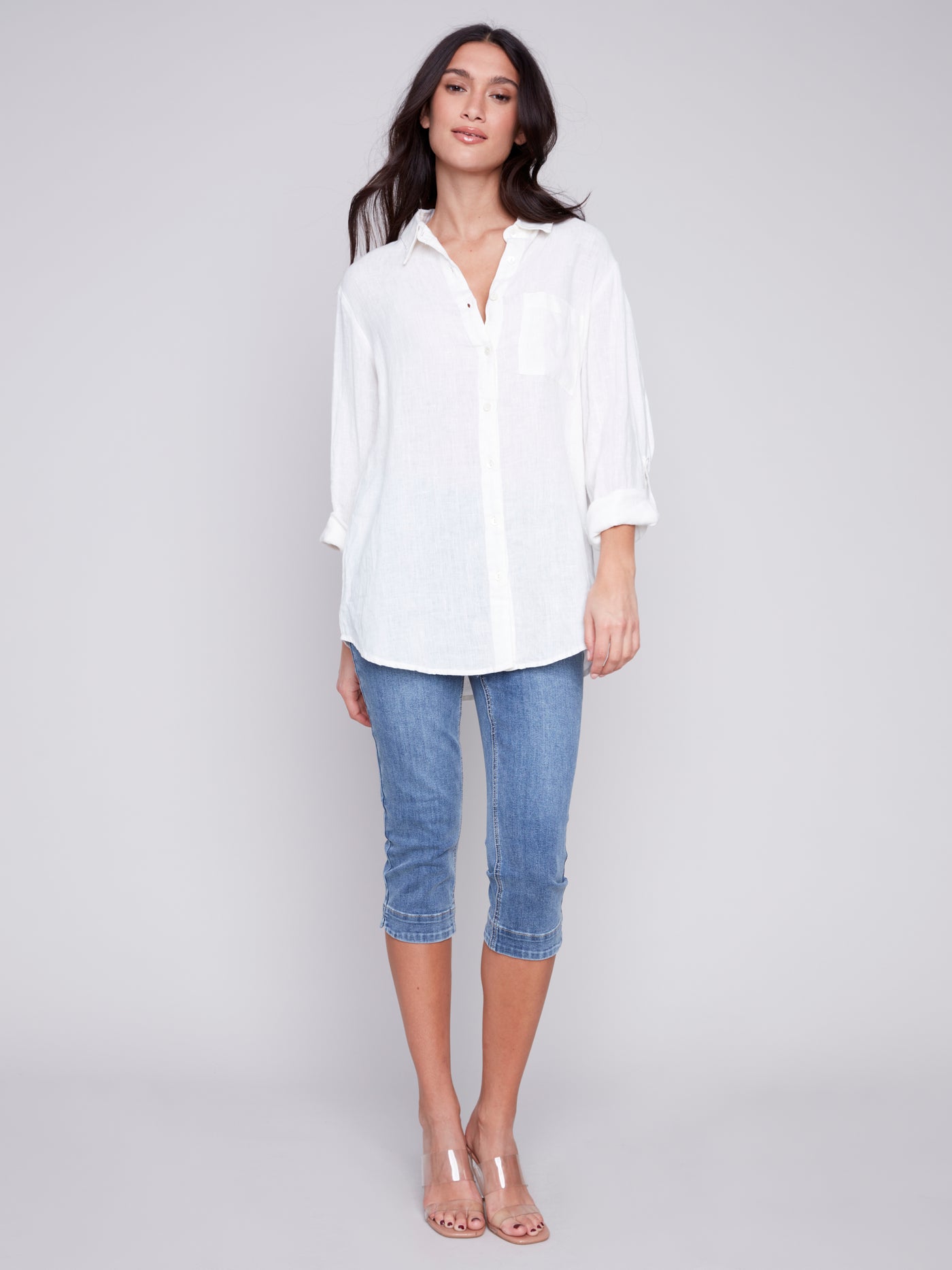 Printed Long Linen Shirt