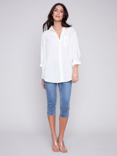 Printed Long Linen Shirt