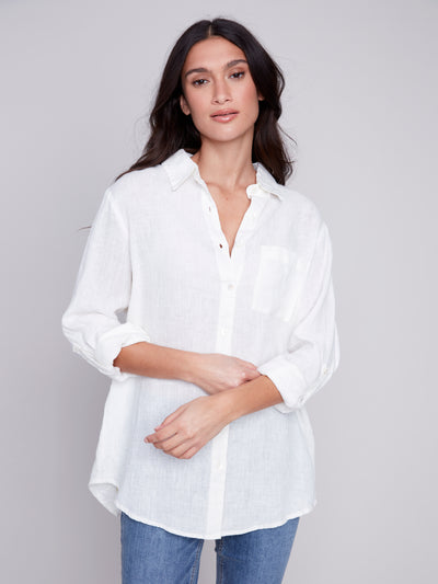 Printed Long Linen Shirt