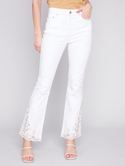 Embroidery Bootcut Leg Pant