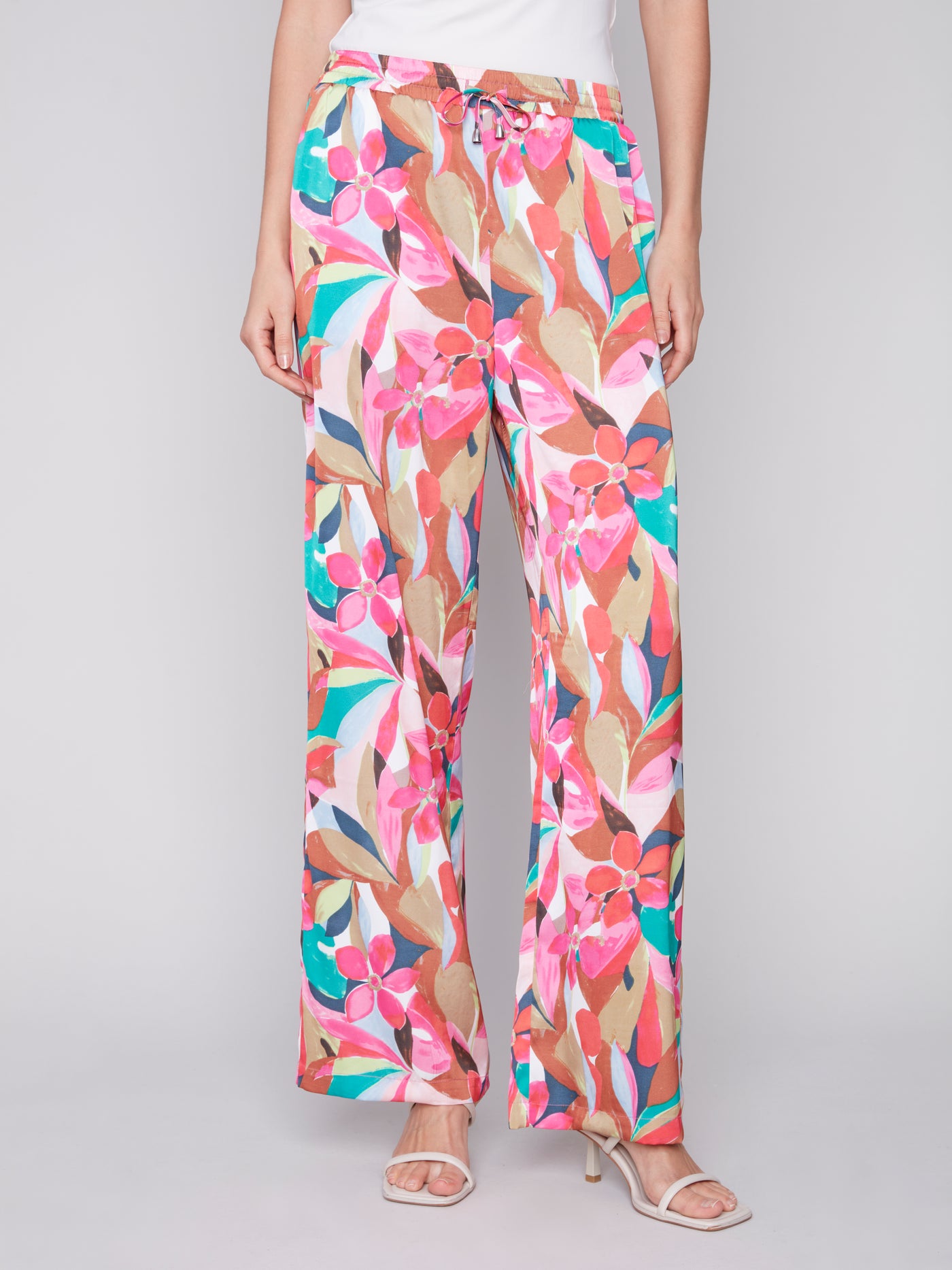 Printed Satin Wide Leg Pants