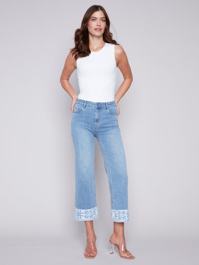 Printed Cuff Ankle Denim Pant