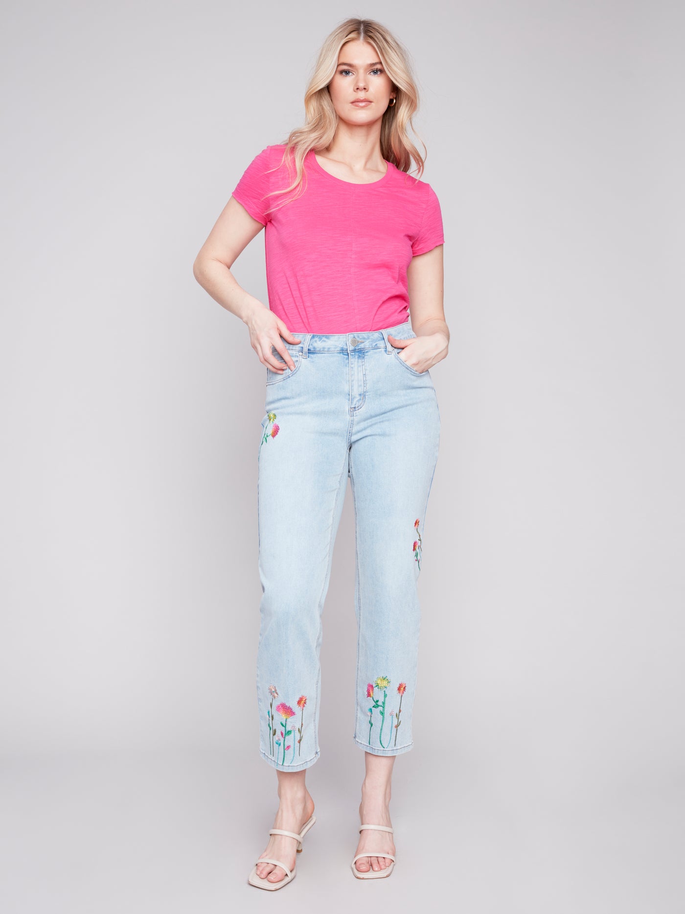 Embroidered Denim Pant