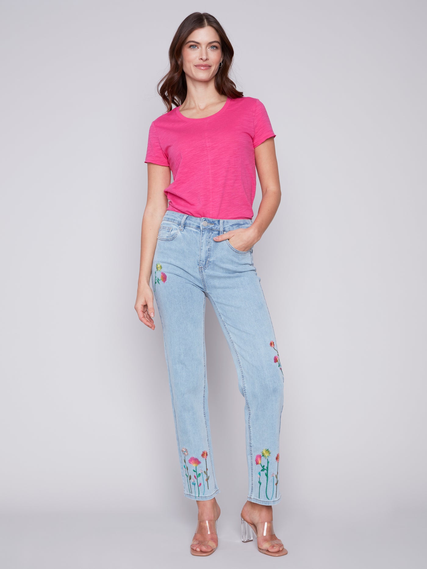 Embroidered Denim Pant