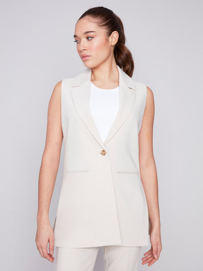 Sleeveless Tailored Vest in Beige