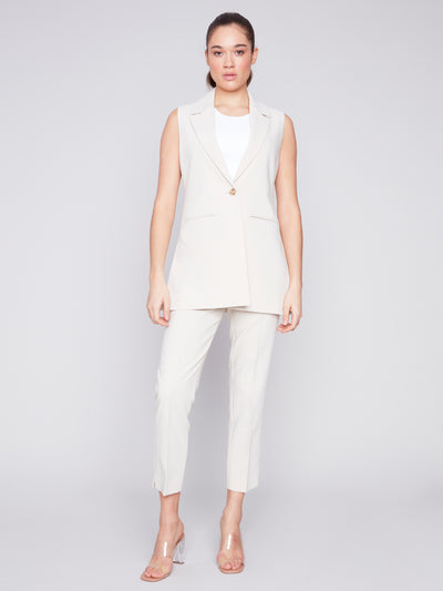 Sleeveless Tailored Vest in Beige