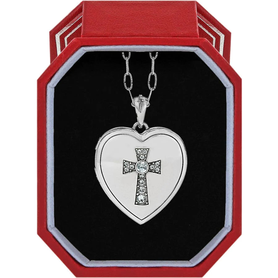 CALL TO LOVE HEART AND CROSS LOCKET NECKLACE