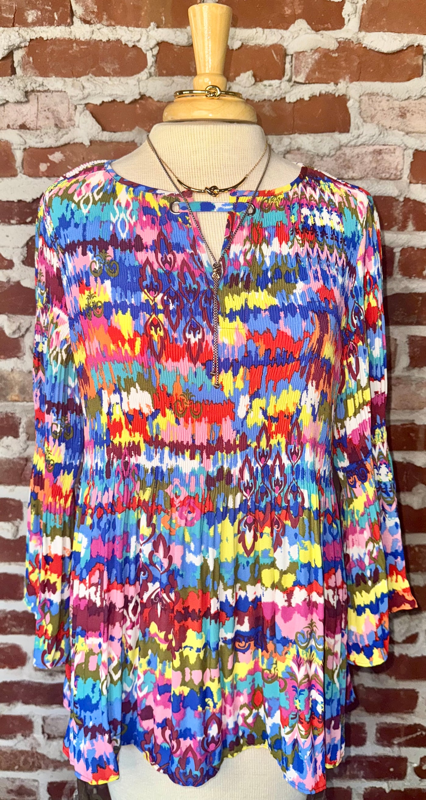 WOVEN TUNIC, SPLIT NECK