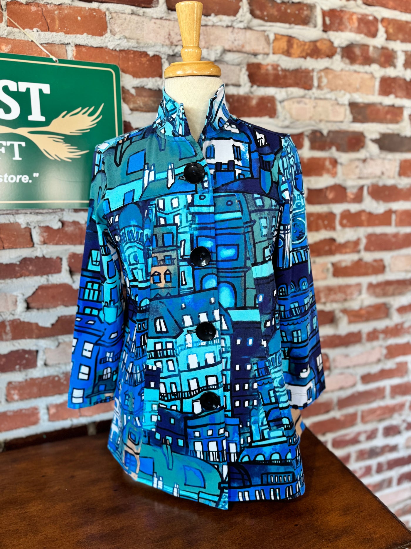 KNIT PRINTED BTTN FRNT TUNIC