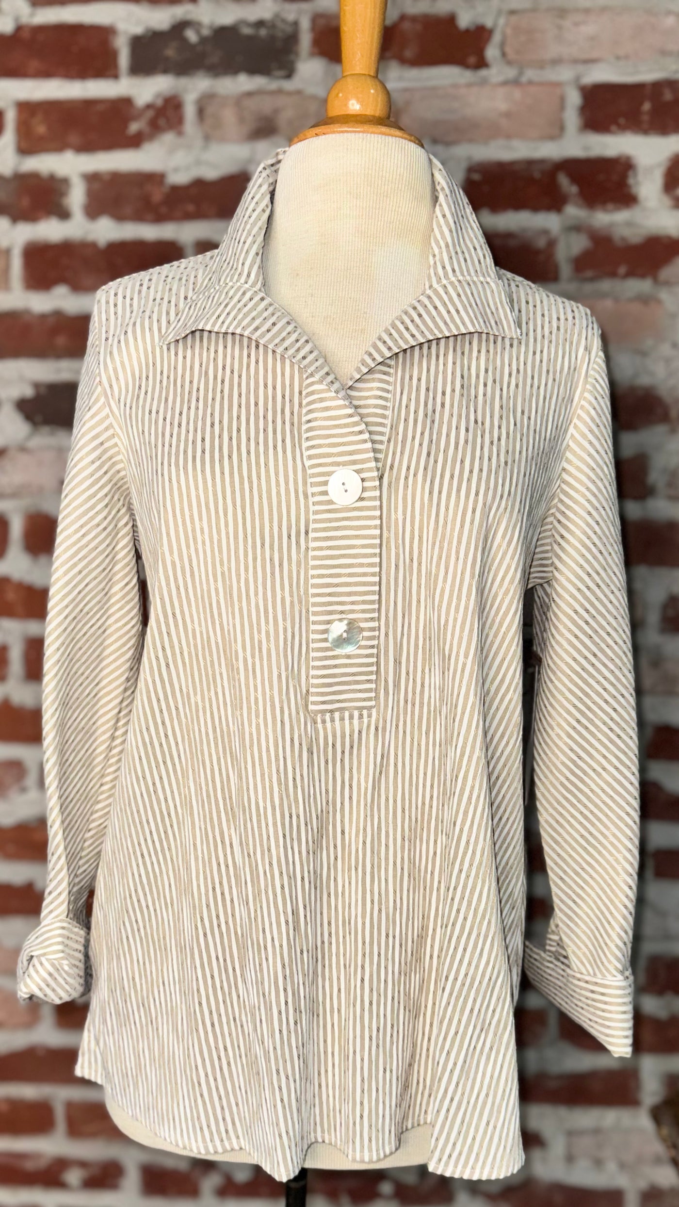 YARN-DYE CRINKLE STRP POP OVER TUNIC