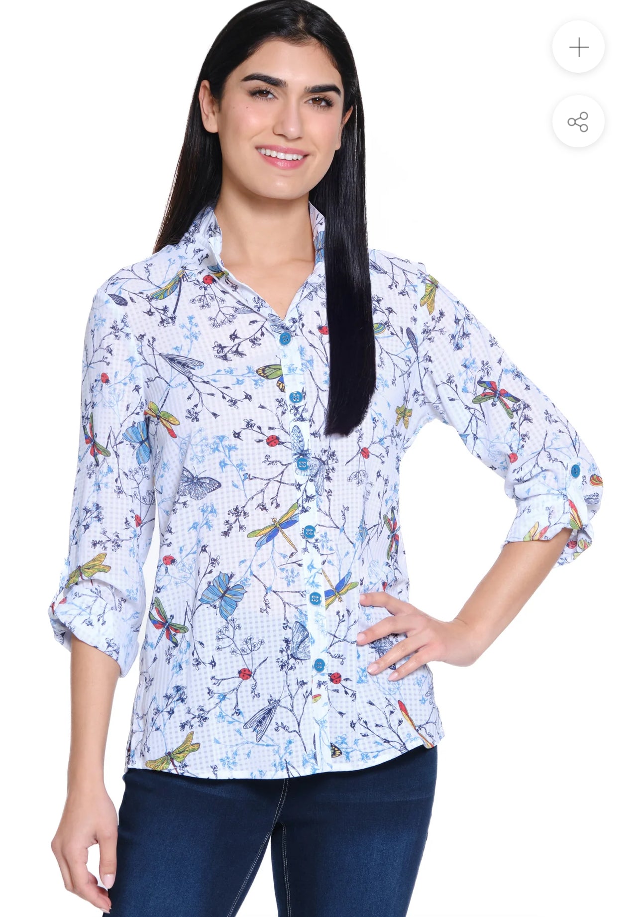 PRINTED WOVEN BTTN FRNT TUNIC