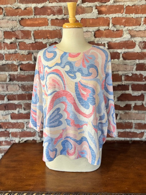 GROOVY 3/4SLV BOAT NECK TOP