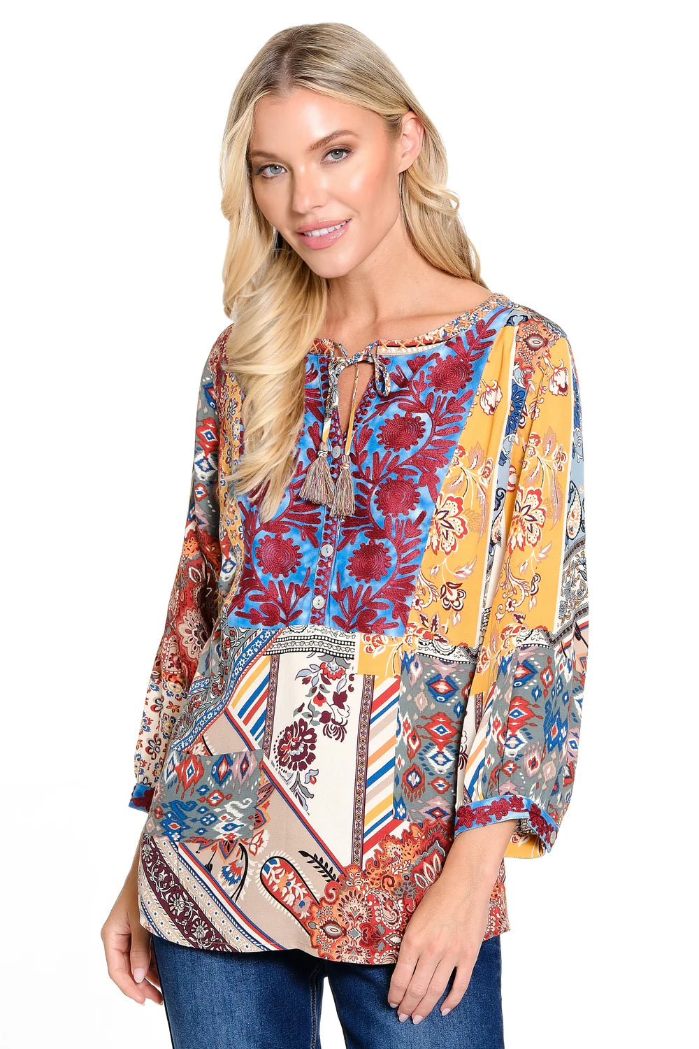 EMB DETAIL TASSEL TIE TUNIC