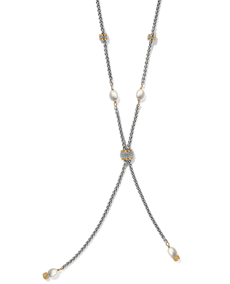 Meridian Petite Pearl Two Tone Y Necklace