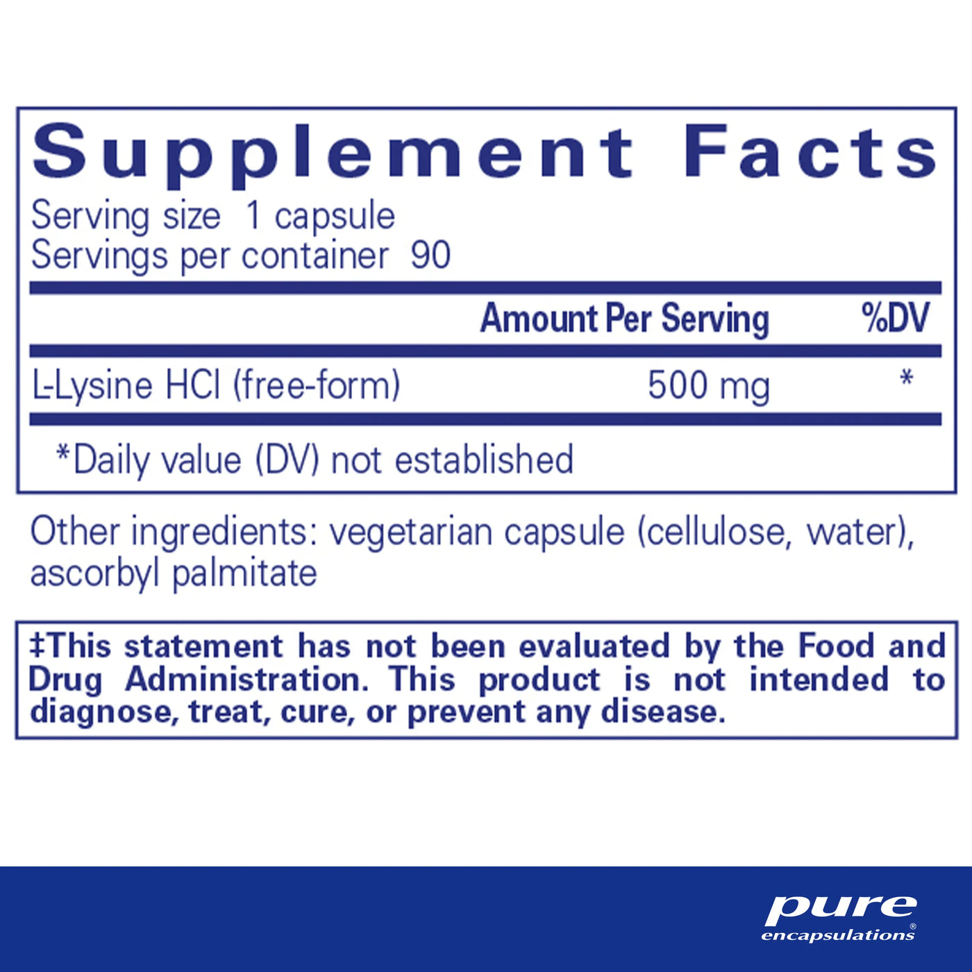 Pure L-Lysine 90 Capsules