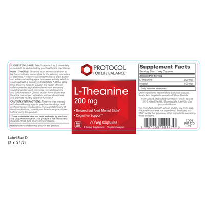 Protocol For Life Balance L-Theanine 200mg 60 Capsules