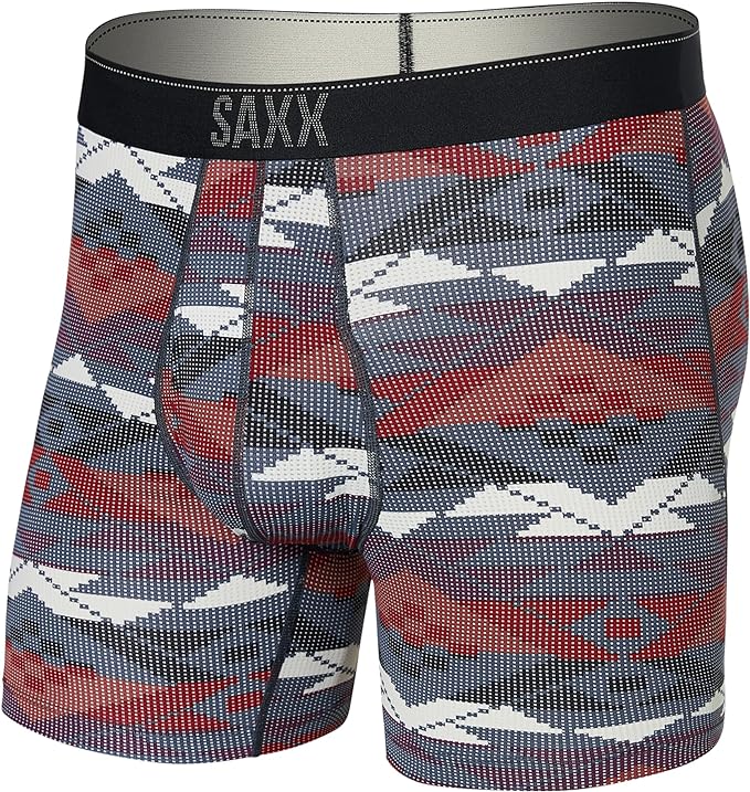 Quest Quick Dry Mesh Boxer Brief Fly in Asher Geo - Deep Navy