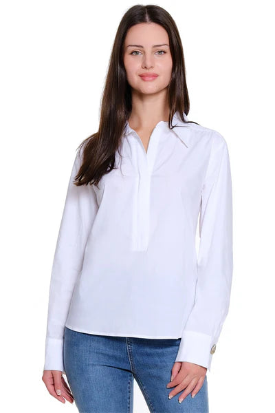 ZIP FRONT PLEATED BACK SHIRT