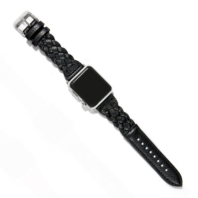 Sutton Braided Leather Watch Band (Black)