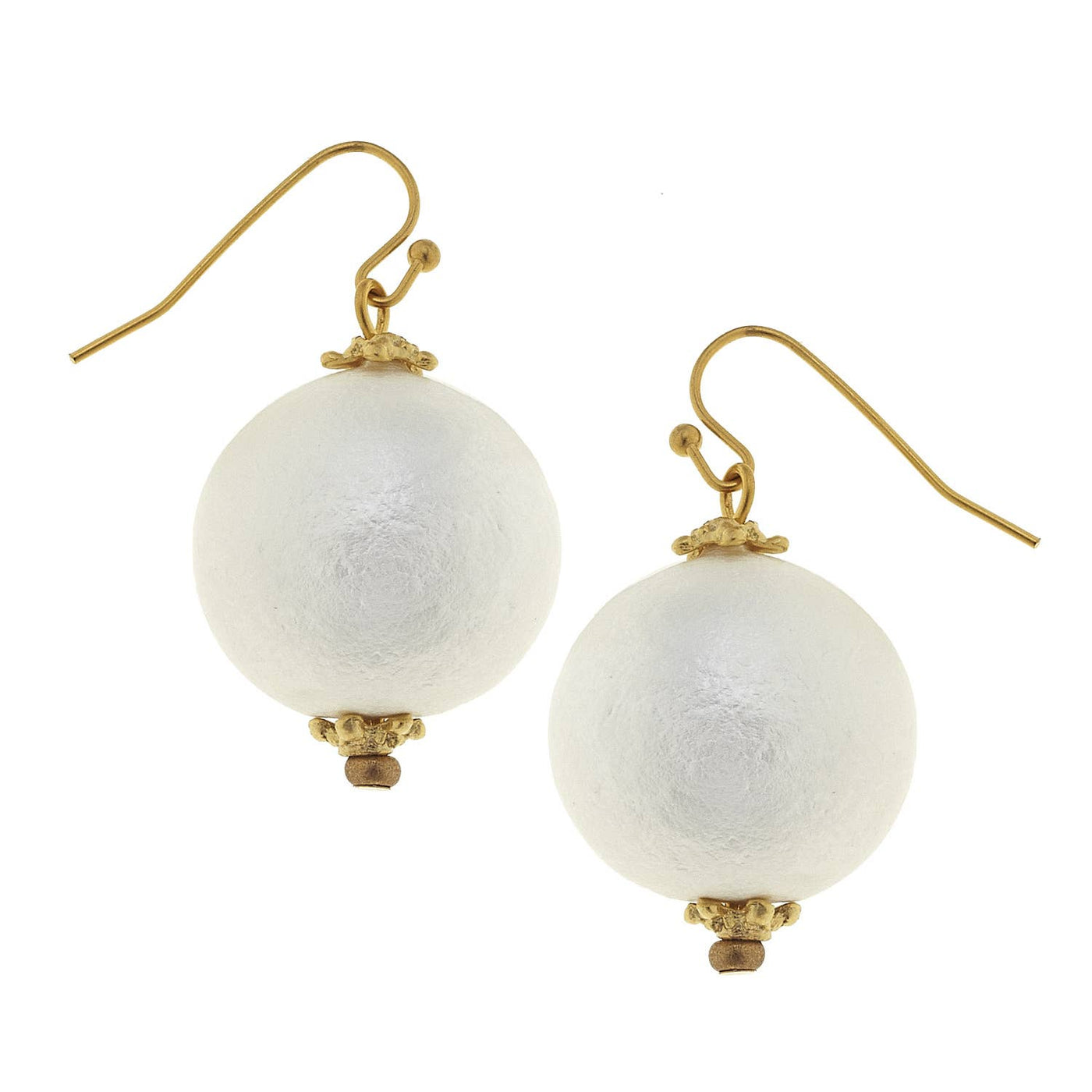 White Cotton Pearl Earrings