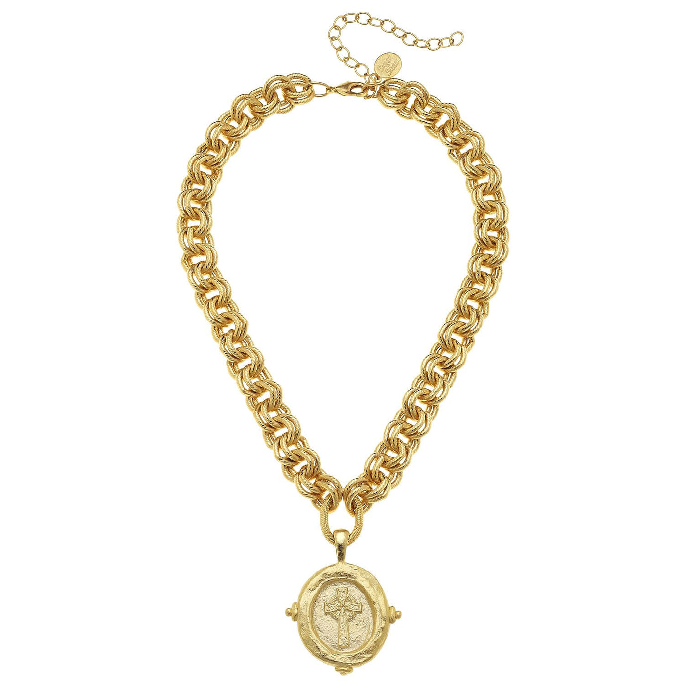 Gold Cross Intaglio Necklace