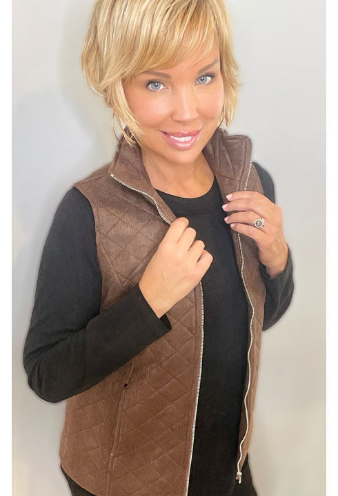 BROWN QUILTED VEST