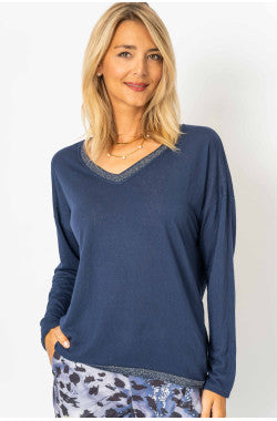 V NECK LONG SLEEVE TOP